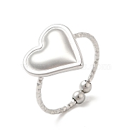 304 Stainless Steel Heart Open Cuff Ring for Women, Stainless Steel Color, US Size 8 1/4(18.3mm)(RJEW-E066-04P)