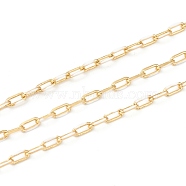 Handmade Golden Brass Enamel Link Chains, Cable Chains, with Spool, Soldered, Long-Lasting Plated, Oval, White, 7x3x1mm, 32.8 Feet(10m)/roll(CHC-M021-66A-08)