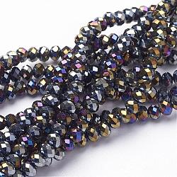 Electroplate Glass Beads Strands, Faceted, Rondelle, Mixed Color, 4x3mm, Hole: 1mm, about 140pcs/strand,16.5 inch(EGLA-D020-4x3mm-37)