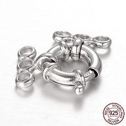Rhodium Plated 925 Sterling Silver Spring Clasp Sets, with End Bars, Platinum, 25x14x5mm, Hole: 2.5mm(STER-N014-32)