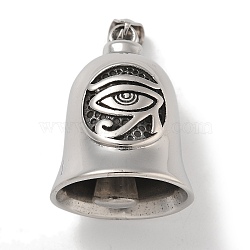 304 Stainless Steel Big Pendants, Hanging Bell Charm, Eye of Horus , Eye, 34x26mm, Hole: 8x4mm(STAS-Z097-01AS-01)