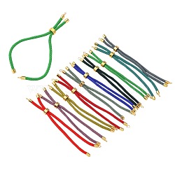Nylon Twisted Cord Bracelet Making, Slider Bracelet Making, with Brass Findings, Lead Free & Cadmium Free, Round, Golden, Mixed Color, 8.66~9.06 inch(22~23cm), Hole: 2.8mm, Single Chain Length: about 4.33~4.53 inch(11~11.5cm)(MAK-M025)