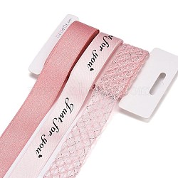 9 Yards 3 Styles Polyester Ribbon, for DIY Handmade Craft, Hair Bowknots and Gift Decoration, Light Pink Palette, Pink, 1~1-1/8 inch(25~28mm), about 3 yards/style(SRIB-A014-B04)