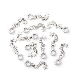 Alloy European Dangle Charms, Moon, Antique Silver, 31mm, Hole: 5mm(PALLOY-JF00001-14)