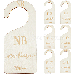 CRASPIRE 1 Set Wooden Baby Closet Divider, Hanging Organizer Signs, BurlyWood, 17x7.4x0.25cm, 7pcs/set(WOOD-CP0001-07)