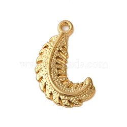 Ion Plating(IP) 304 Stainless Steel Pendants, Feather Charms, Real 18K Gold Plated, 24x15x2mm, Hole: 1.6mm(STAS-N103-32G)