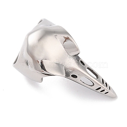 Non-Tarnish Viking 304 Stainless Steel Crow Head Finger Rings for Mens, Stainless Steel Color, 43.5x20mm, US Size 10(19.8mm)(RJEW-U005-14P)