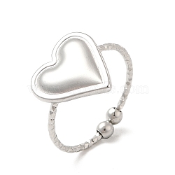 Non-Tarnish 304 Stainless Steel Heart Open Cuff Ring for Women, Stainless Steel Color, US Size 8 1/4(18.3mm)(RJEW-E066-04P)
