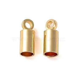 Rack Plating Brass Cord Ends, End Caps, Long-Lasting Plated, Lead Free & Cadmium Free, Column, Light Gold, 9x3.5mm, Hole: 1.5mm, Inner Diameter: 3mm(KK-TAC0015-02KCG)