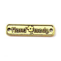 Alloy Connector Charms, Rectangle with Word Handmade, Antique Golden, 25.5x6x1.5mm, Hole: 1.4mm(FIND-WH0049-52F)