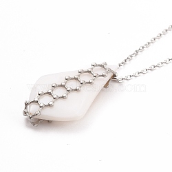 Shell Pendant Necklaces, with 304 Stainless Steel Cable Chain and 201 Stainless Steel Lobster Claw Clasps, Stainless Steel Color, 41.2cm(NJEW-E154-08P)