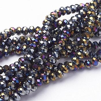 Electroplate Glass Beads Strands, Faceted, Rondelle, Mixed Color, 4x3mm, Hole: 1mm, about 140pcs/strand,16.5 inch
