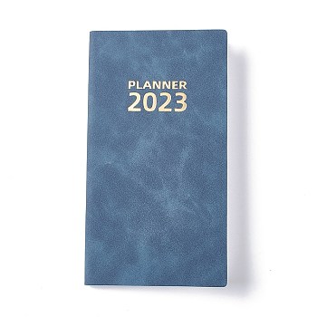 2023 Notebook with 12 Month Tabs, Weekly & Monthly & Daily PU Cover Planner, for Scheduling, Slate Blue, 175x98x9mm