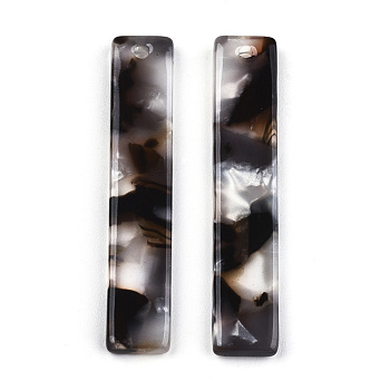 Cellulose Acetate(Resin) Pendants, Rectangle/Bar, Coconut Brown, 34.5x7x2.5mm, Hole: 1.5mm