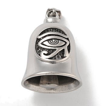 304 Stainless Steel Big Pendants, Hanging Bell Charm, Eye of Horus , Eye, 34x26mm, Hole: 8x4mm