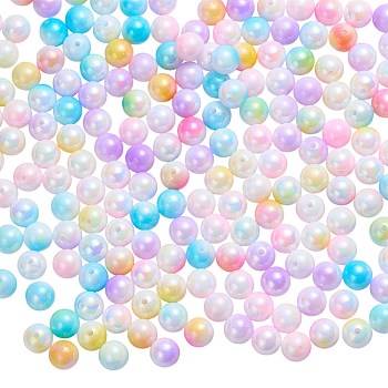 100G Opaque Acrylic Beads, Round, AB Color, Two Tone, Mixed Color, 10mm