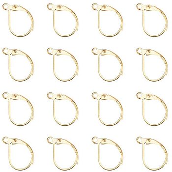 Brass Leverback Earring Findings, with Loop, Lead Free and Cadmium Free, Golden, 15x10mm, Hole: 1mm