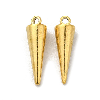 Ion Plating(IP) 201 Stainless Steel Pendants, Cone Charm, Real 18K Gold Plated, 18.5x5.5mm, Hole: 1.5mm