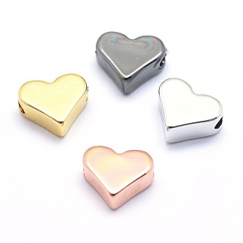 Brass Beads, Lead Free & Cadmium Free & Nickel Free, Heart, Mixed Color, 6x7x3mm, Hole: 1.2mm