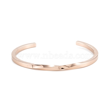 Placage ionique (ip) 304 bracelets de manchette en acier inoxydable(BJEW-K222-02RG)-2