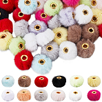 96Pcs 12 Colors Velvet Imitation Rabbit Fur European Beads, Rondelle, Mixed Color, 13x20x20mm, Hole: 4mm,  8pcs/color(FIND-SC0013-79)