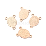 Ion Plating(IP) 304 Stainless Steel Chandelier Component Links, 3 Loop Connectors, Rosary Center Pieces, Oval with Virgin Mary, Rose Gold, 14x10x0.6mm, Hole: 1mm(STAS-H378-25RG)