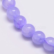 Dyed Natural Green Jade Beads Strands, Round, Lilac, 8mm, Hole: 1.5mm, about 46pcs/strand, 15.74 inch(JBS053-8MM-29)