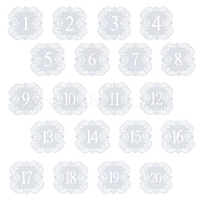 SUPERFINDINGS 2 Set 2 Style Paper Table Numbers Cards, with Hollow Out Lace Flowers Pattern, for Wedding, Restaurant, Birthday Party Decorations, White, 117x121mm, 1 set/style(AJEW-FH0001-88)