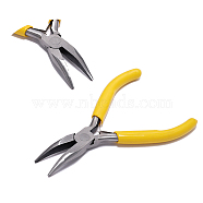 Carbon Steel Pliers, Jewelry Making Supplies, Bent Nose Pliers, Yellow(TOOL-PW0004-03G)