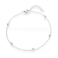 304 Stainless Steel Cable Chain Anklets, Stainless Steel Color, 9-3/8 inch(23.7cm), 1.6mm(AJEW-P069-04P)