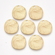 Smooth Surface Alloy Pendants, Hammered, Flat Round, Matte Gold Color, 20x19x2mm, Hole: 1.8mm(PALLOY-T067-49MG)