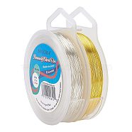 Round Copper Craft Wire, Golden & Silver, 30 Gauge, 0.25mm, about 150m/roll, 2 colors, 1roll/color, 2rolls/set(CWIR-BC0006-07B)