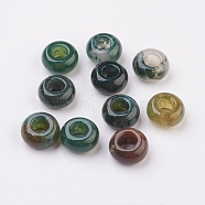 Natural Indian Agate European Beads, Large Hole Beads, Rondelle, 14x7~8mm, Hole: 6mm(G-G740-14x8mm-11)