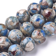 Assembled Synthetic Turquoise and Imperial Jasper Beads Strands, Dyed, Round, Gray, 8mm, Hole: 0.8mm, about 52 pcs/Strand, 16.14 inch(41 cm) (G-D0006-C02-8mm-01)