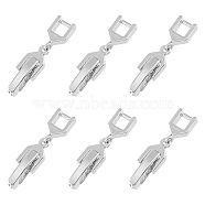 6Pcs Brass Fold Over Clasps, Pentagon, Platinum, 22x5mm, Hole: 3x3mm(KK-FH0007-43B)