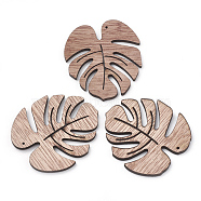 Undyed Platane Wood Pendants, Tropical Leaf Charms, Monstera Leaf, Camel, 49x45x3mm, Hole: 1mm(WOOD-S040-80)