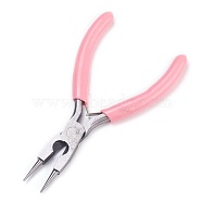 45# Carbon Steel Jewelry Pliers, Round Nose Pliers, Wire Cutter, Polishing, Pink, 12.6x7.1x0.9cm(PT-L007-11)