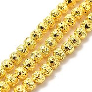 Electroplated Natural Lava Rock Beads Strands, Bicone, Golden Plated, 4x5mm, Hole: 0.8mm, about 90~92pcs/strand, 15.75 inch(40cm)(G-G984-08G)