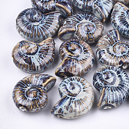 Handmade Porcelain Beads, Fancy Antique Glazed Porcelain, Sea Snail, Colorful, 39~40x30~31x16.5~18mm, Hole: 2.5~3.5mm(PORC-S498-32C)