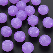 Imitation Jelly Acrylic Beads, Corrugated Beads, Round, Dark Orchid, 14x13mm, Hole: 2.5mm, about 356pcs/500g(MACR-S373-11-E04)