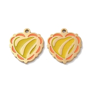 Ion Plating(IP) 304 Stainless Steel Pendants, with Enamel, Heart Charm, Golden, 16x15x1.5mm, Hole: 1.5mm(STAS-C083-06G-01)