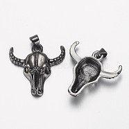 Brass Pendants, Sheep Skull, Nickel Free & Lead Free, Gunmetal, 26.5mm, Hole: 4x4mm(KK-G084-15B-FF)