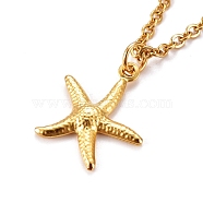 Sea Star/Starfish Pendant Necklaces, with 304 Stainless Steel Pendants & Cable Chains, Brass Spring Ring Clasps, Golden, 16.06 inch(40.8cm)(NJEW-JN03078-04)