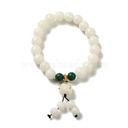 Natural White Jade Bead Bracelets, with Synthetic Malachite Beads
, Buddhist Jewelry, Stretch Bracelets, Inner Diameter: 5.5cm(BJEW-B080-36)