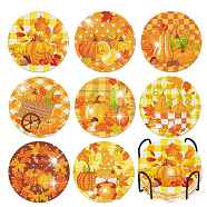 Thanksgiving Day Theme DIY Diamond Painting Acrylic Cup Mat Kits, including Cork Mat, Iron Coaster Stand, Resin Rhinestones, Diamond Sticky Pen, Tray Plate and Glue Clay, Round, 100mm, 8pcs(THXG-PW0001-014)
