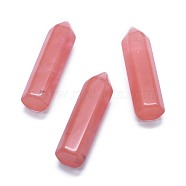 Cherry Quartz Glass Pointed Beads, No Hole/Undrilled, For Wire Wrapped Pendant Making, Bullet, 36.5~40x10~11mm(G-G795-02-01)