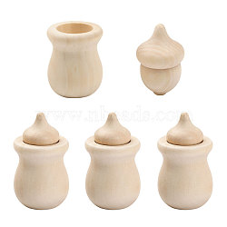 Wooden Jar Sets, Home Decortion, Unfinished Wood, Antique White, 3.6x2.3cm(PW-WG81430-01)