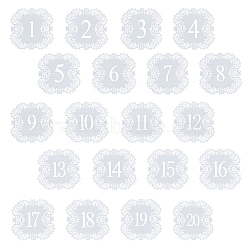 SUPERFINDINGS 2 Set 2 Style Paper Table Numbers Cards, with Hollow Out Lace Flowers Pattern, for Wedding, Restaurant, Birthday Party Decorations, White, 117x121mm, 1 set/style(AJEW-FH0001-88)