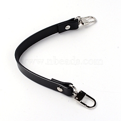 Cowhide Leather Bag Straps, with Alloy Swivel Clasps, Flat, Bag Replacement Accessories, Black, 33.5x1.8x0.4cm(FIND-WH0071-10A)