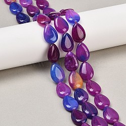 Two Tone Natural White Jade Beads Strands, Dyed, Flat Teardrop, Purple, 18x13x5~6mm, Hole: 1.2mm, about 20~22pcs/strand, 15.35''~15.55''(39~39.5cm)(G-Z105-B01-01C)